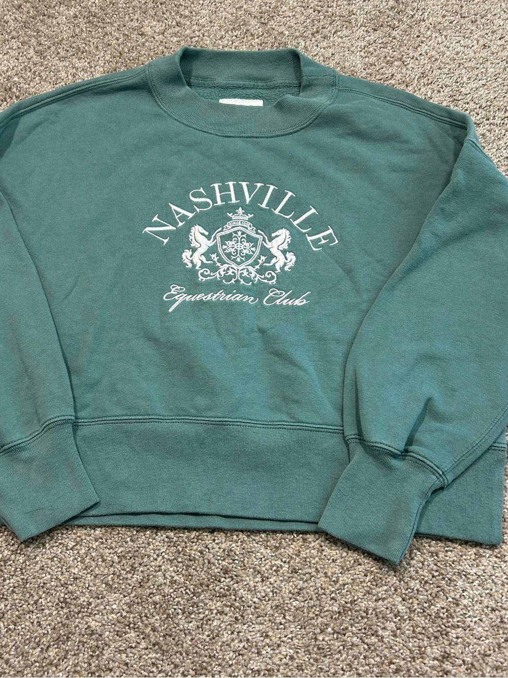 Abercrombie & Fitch Forest Green Nashville Equestrian Club Crewneck